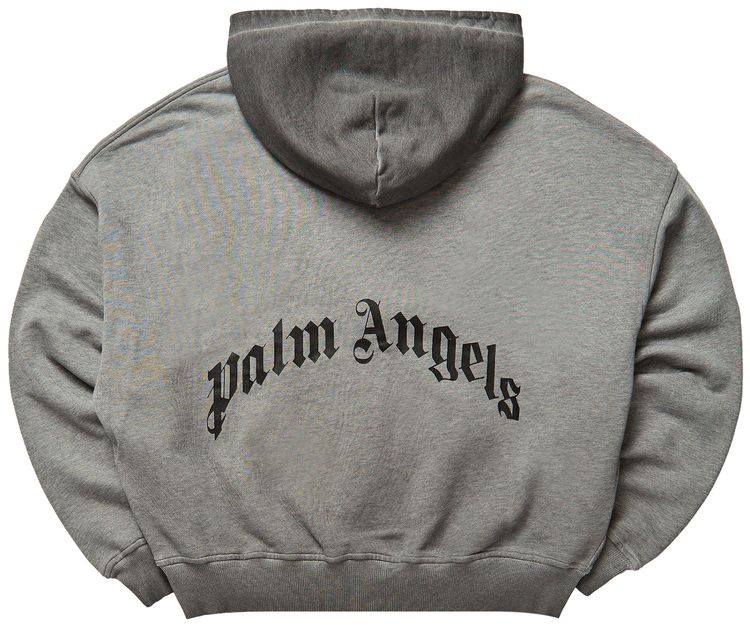 Palm Angels Skull Zipped Loose Hoodie Melange GreyBlack