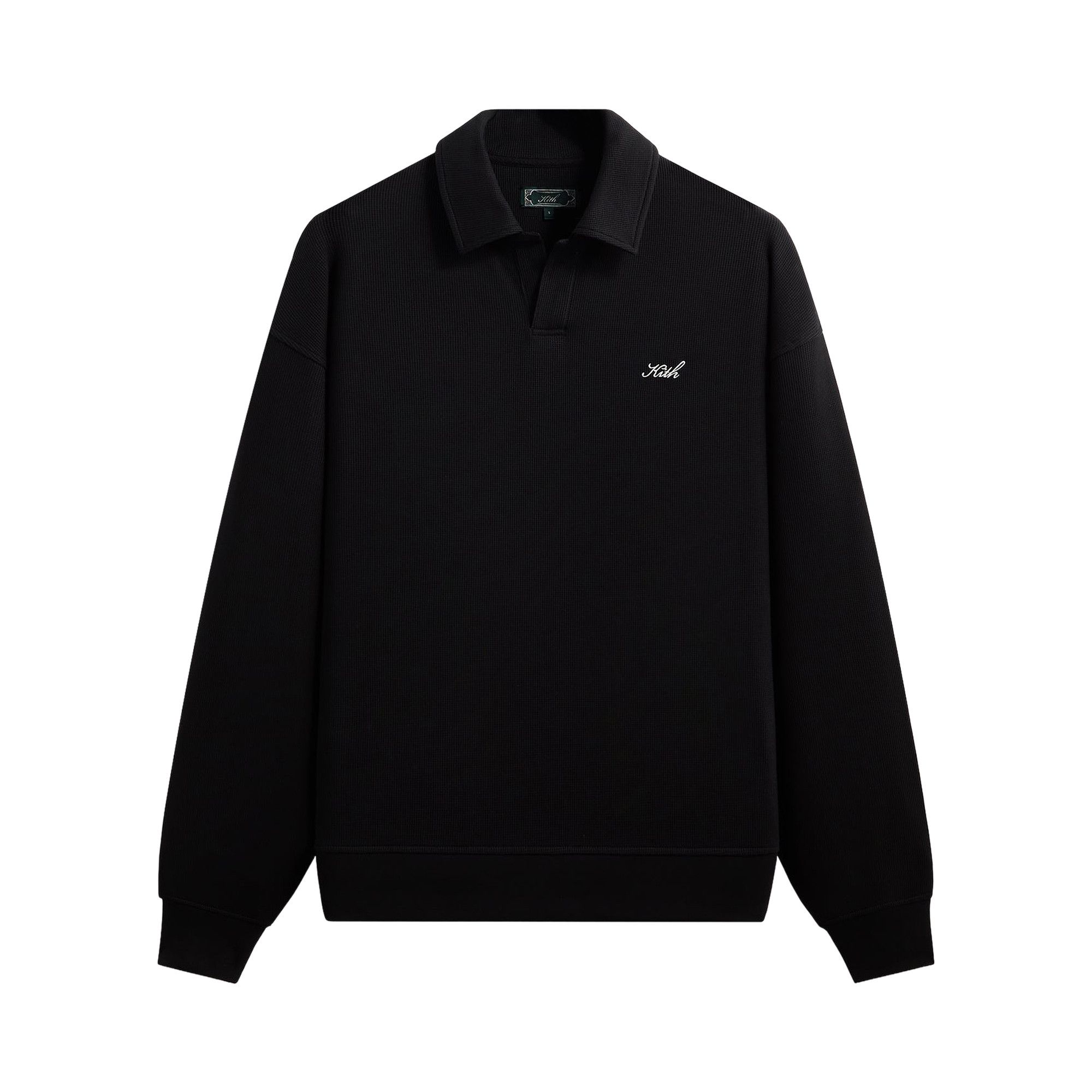 Buy Kith Micro Waffle Nelson Rugby Pullover 'Black' - KHMA030212
