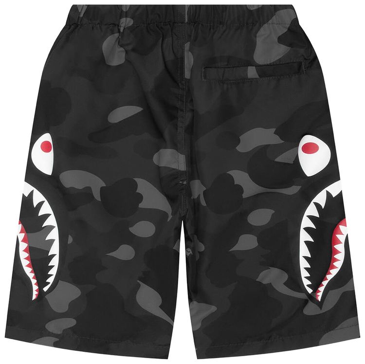 BAPE Color Camo Side Shark Beach Shorts Black