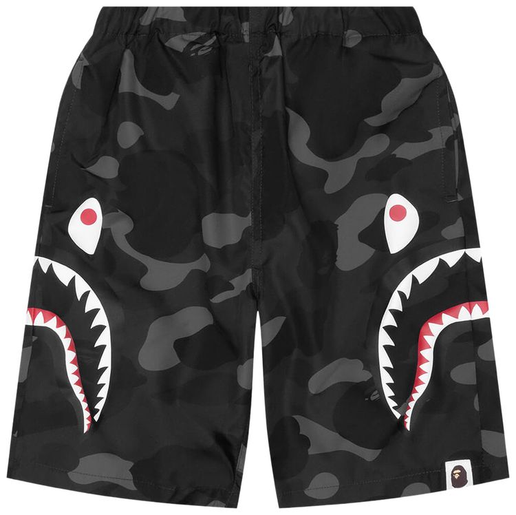 BAPE Color Camo Side Shark Beach Shorts Black