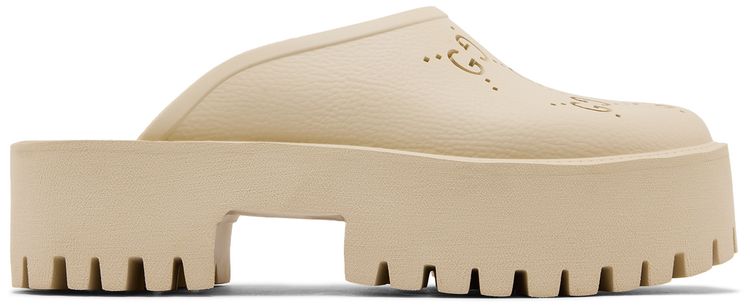 Gucci Wmns Platform Perforated G Sandal White Rubber