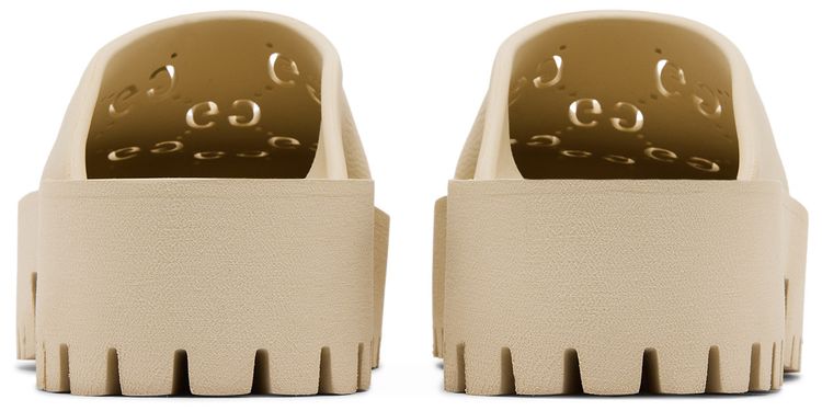 Gucci Wmns Platform Perforated G Sandal White Rubber