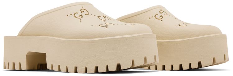 Gucci Wmns Platform Perforated G Sandal White Rubber