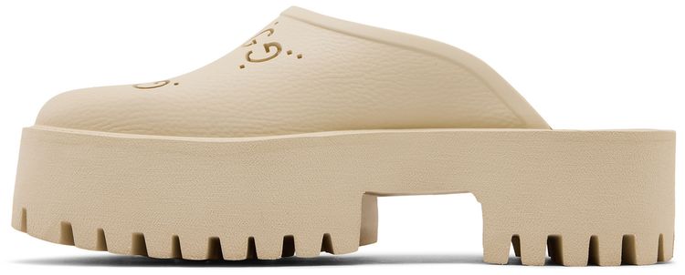 Gucci Wmns Platform Perforated G Sandal White Rubber