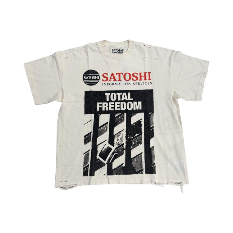 Satoshi Nakamoto Total Freedom Tee White