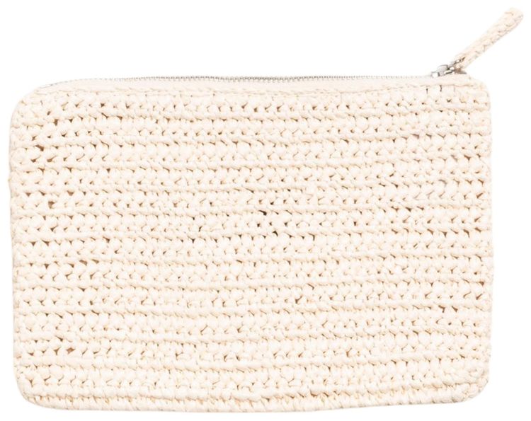 Stussy Raffia Zip Pouch Ivory