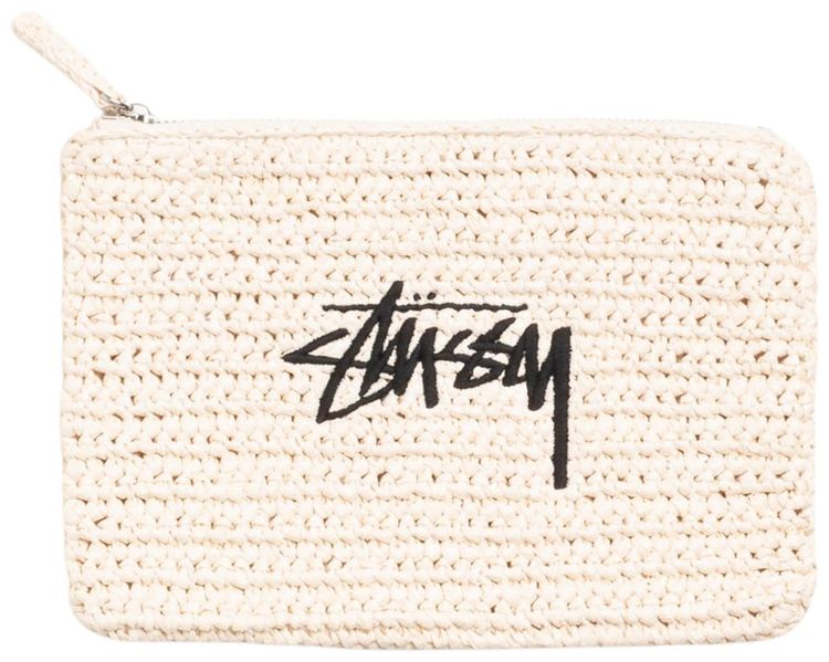Stussy Raffia Zip Pouch Ivory