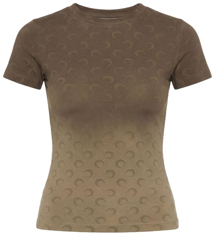 Marine Serre Faded Moon Short Sleeve Baby Fit T Shirt Taupe