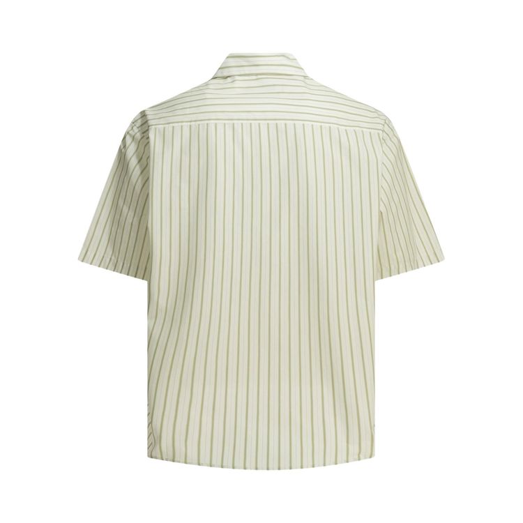 Ami Short Sleeve Boxy Shirt With Camp Collar and Embossed Ami De Coeur BlancMatcha