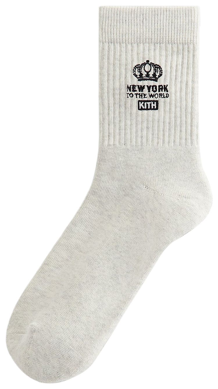 Kith Insignia Cotton Mid Crew Socks Light Heather Grey