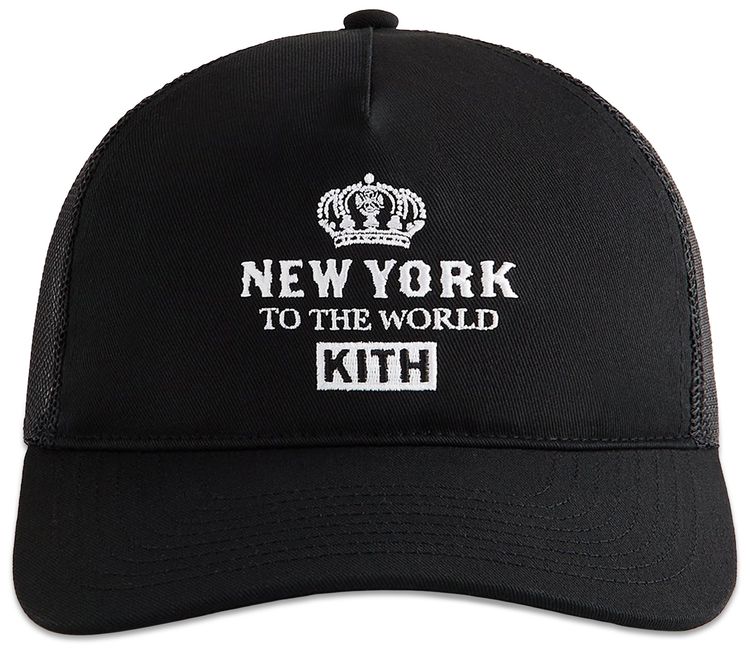 Kith New York To The World Relaxed Twill Nolan Trucker Hat Black