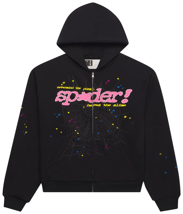 Sp5der Punk V2 Zip Up Black