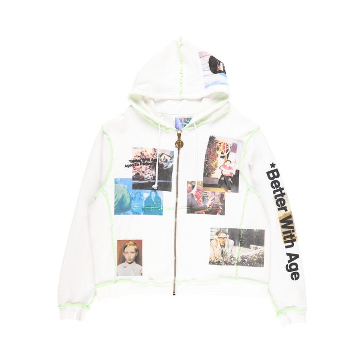 Better With Age Ricky Waffle Zip Up Hoodie White