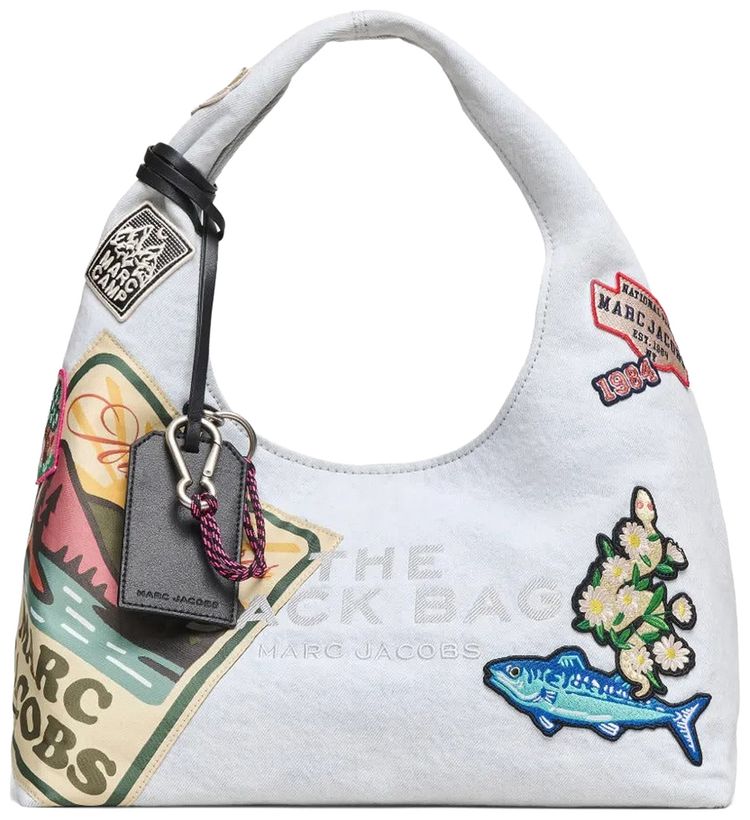 Marc Jacobs The Camp Patchwork Denim Sack Bag Light Wash