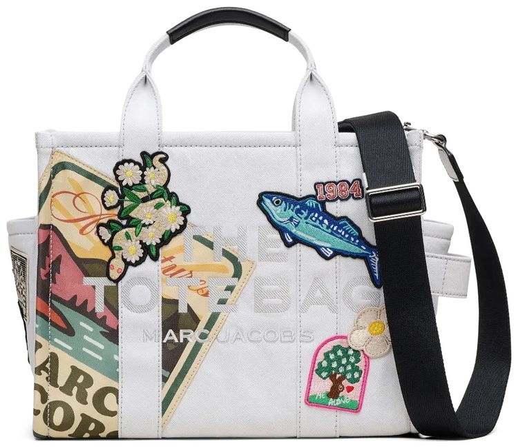 Marc Jacobs The Medium Camp Patchwork Denim Tote Bag Light Wash