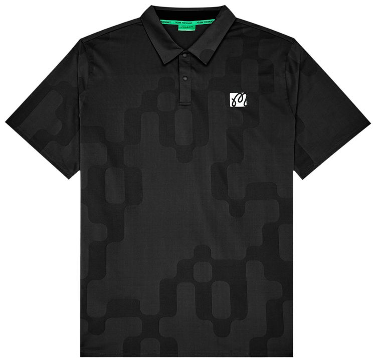 Malbon Performance Mesh Paneled Polo Shirt Black
