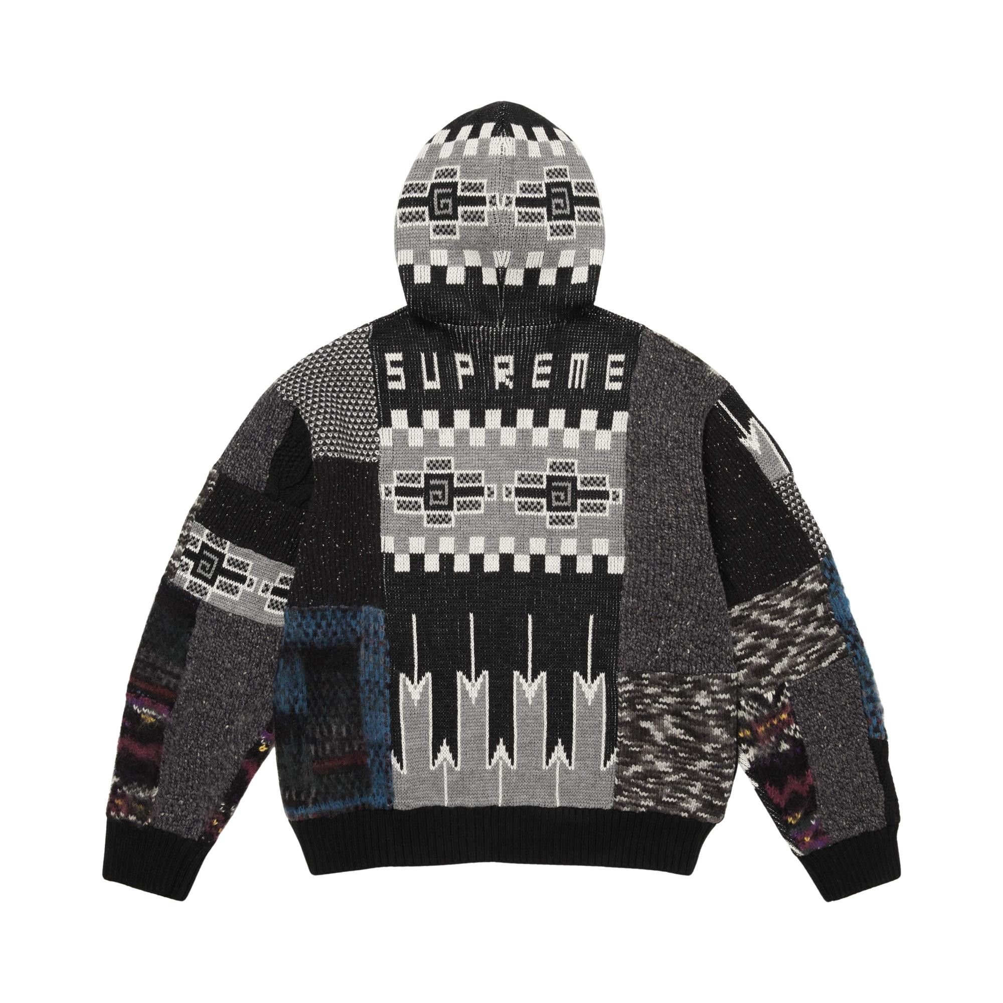 Buy Supreme Patchwork Zip Up Hooded Sweater 'Black' - SS26SK37