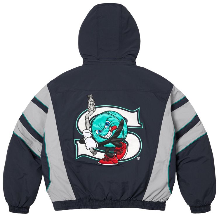 Supreme x Salem Half Zip Stadium Jacket Navy