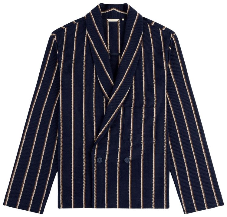 Aime Leon Dore Striped Jacquard Shawl Collar Jacket Sky Captain