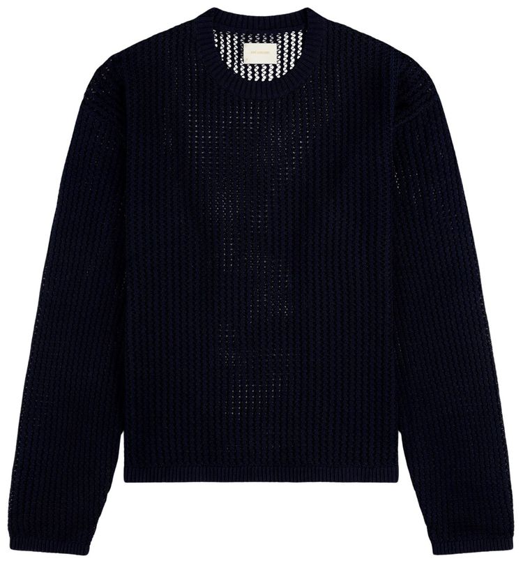 Aime Leon Dore Cotton Eyelet Crewneck Sweater Navy