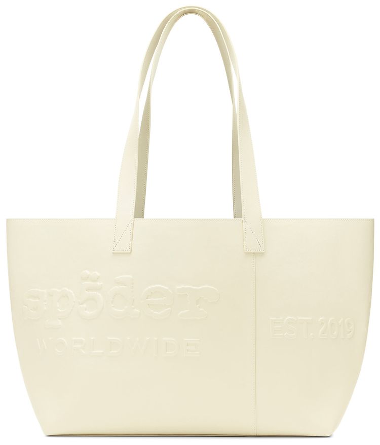 Sp5der Ghost Leather Tote Bag Cream