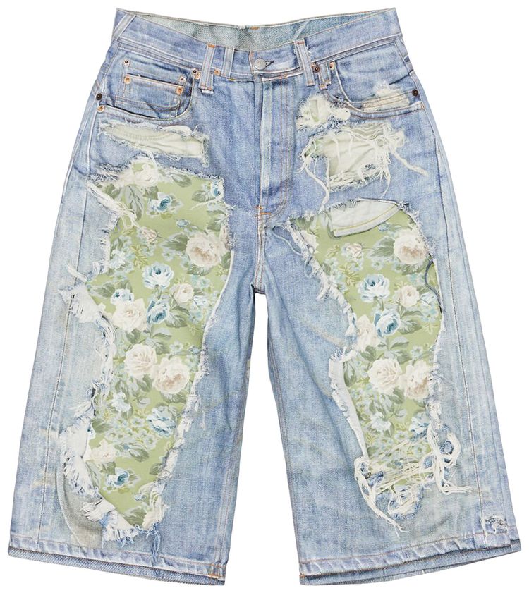 Acne Studios Trompe Loeil Denim Shorts BlueGreen