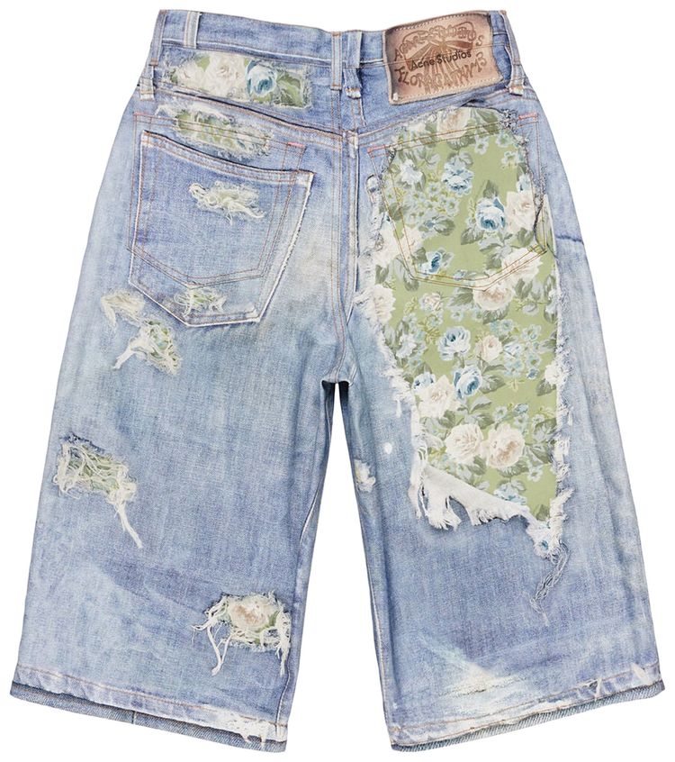 Acne Studios Trompe Loeil Denim Shorts BlueGreen