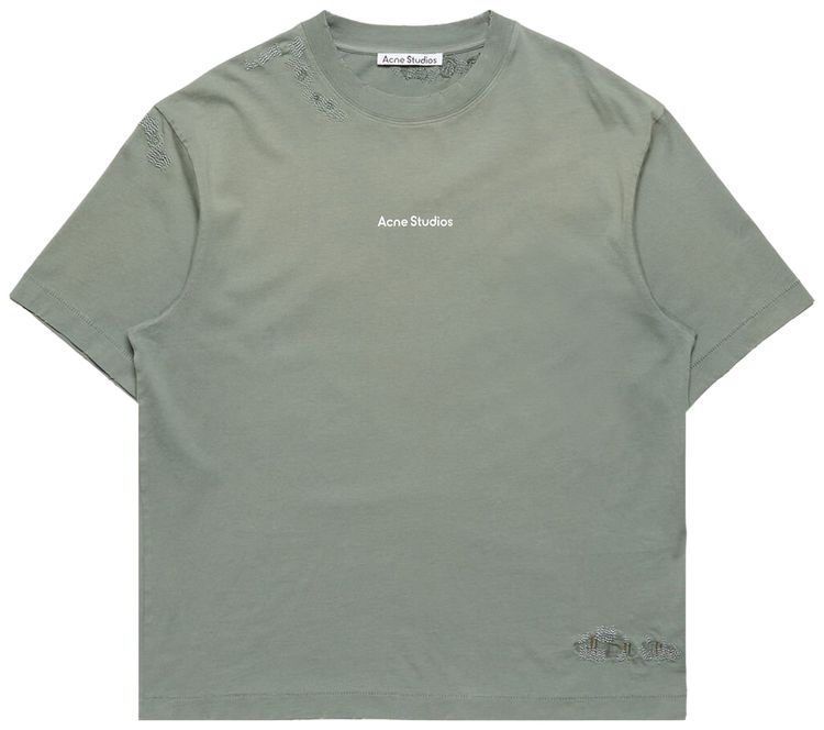 Acne Studios Mended Logo T Shirt Slate Grey