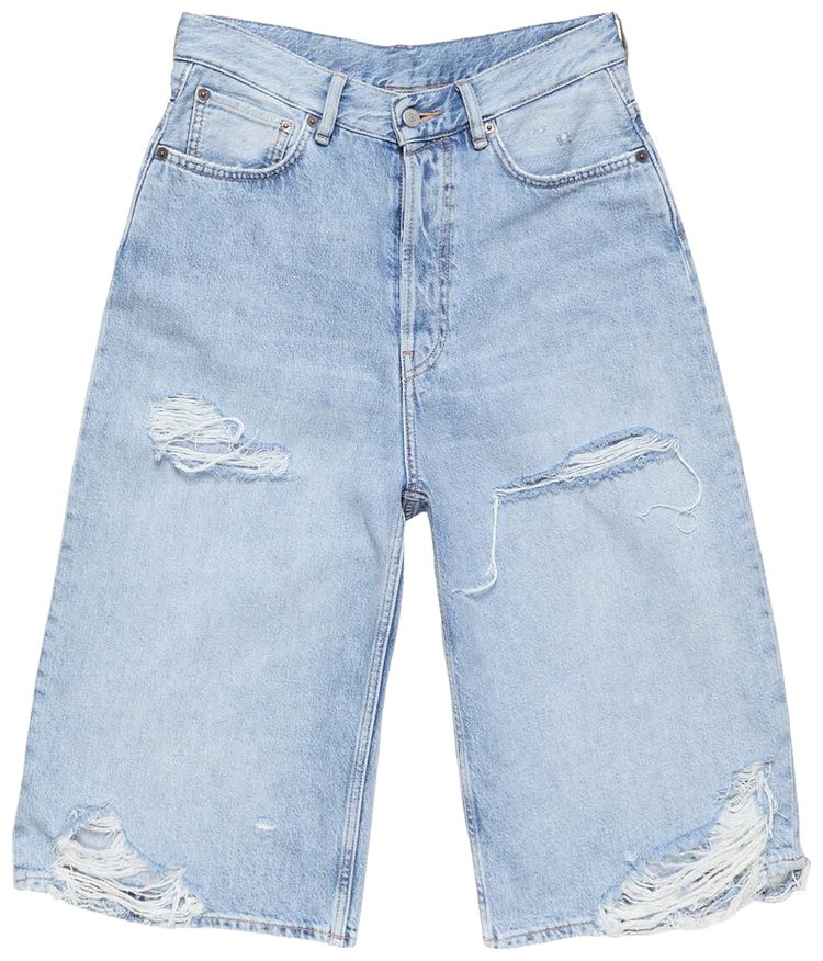 Acne Studios Distressed Denim Shorts Light Blue