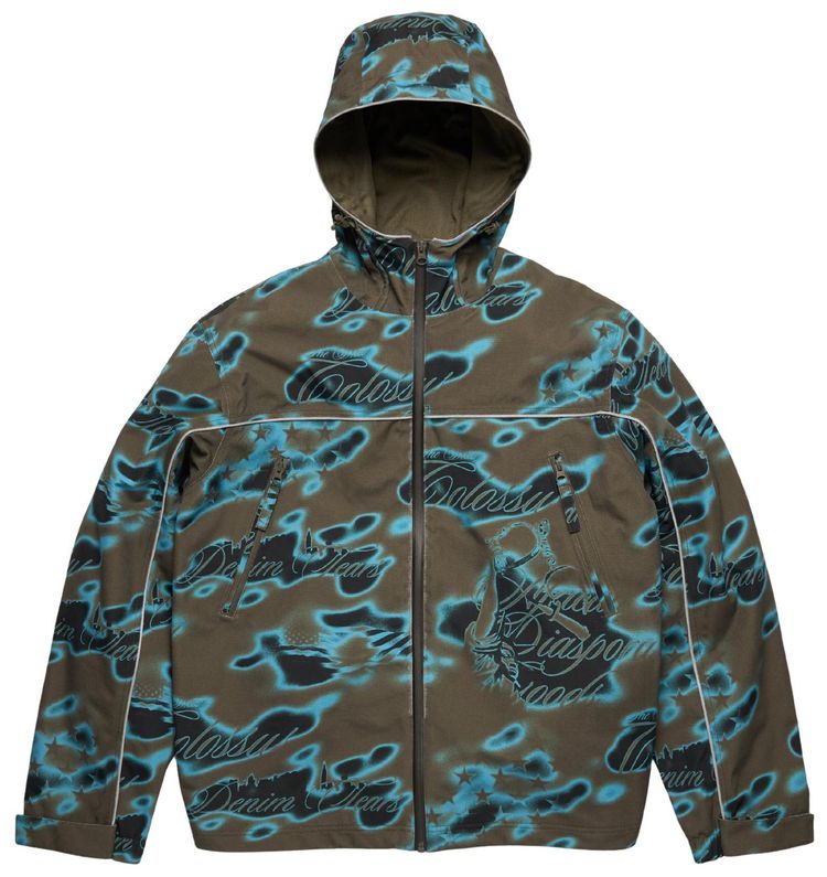 Denim Tears Cloud Camo Taped Seam Shell Jacket Green