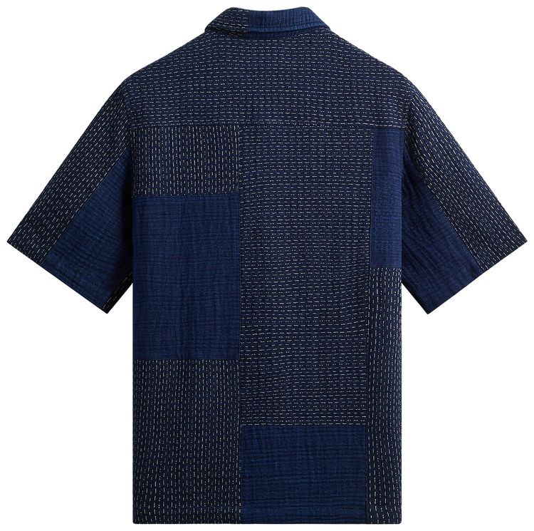 Kith Stitched Patchwork Boxy Collared Overshirt Mid Indigo