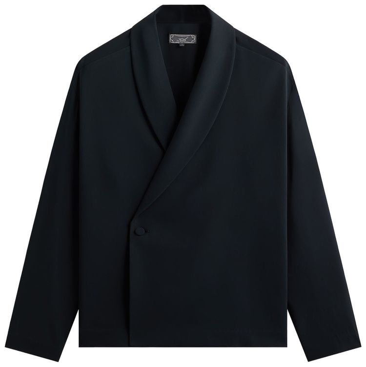 Kith Double Crepe Long Sleeve Thompson Crossover Shirt Black