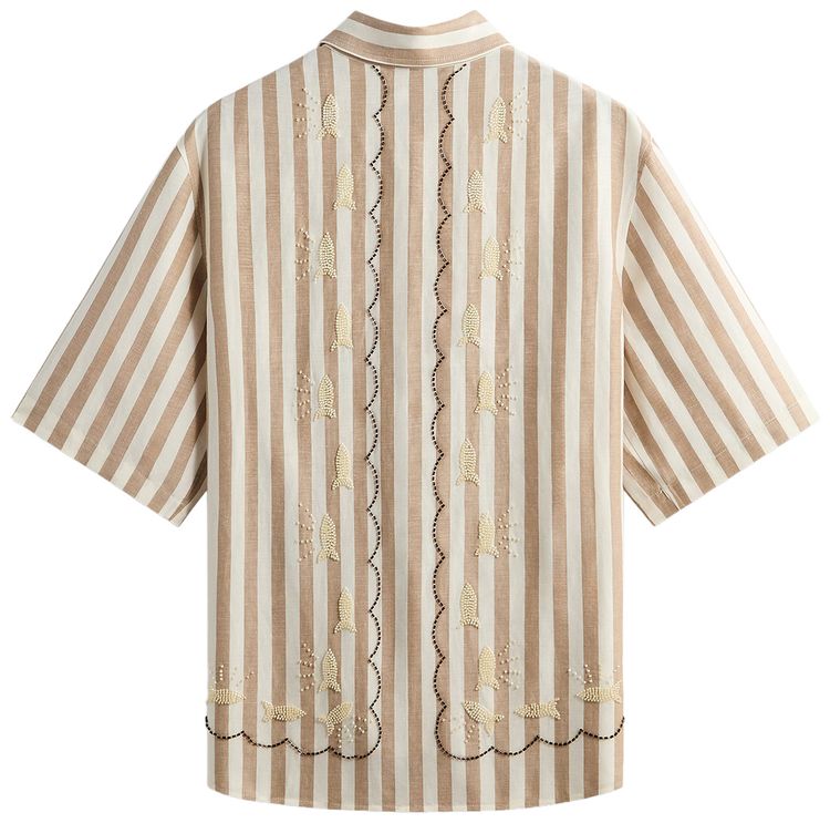 Kith Spun Silk Linen Stripe Paxton Buttondown Chai