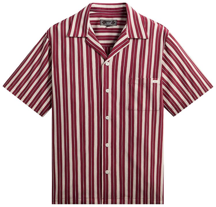 Kith Barre Stripe Thompson Camp Collar Shirt Plum