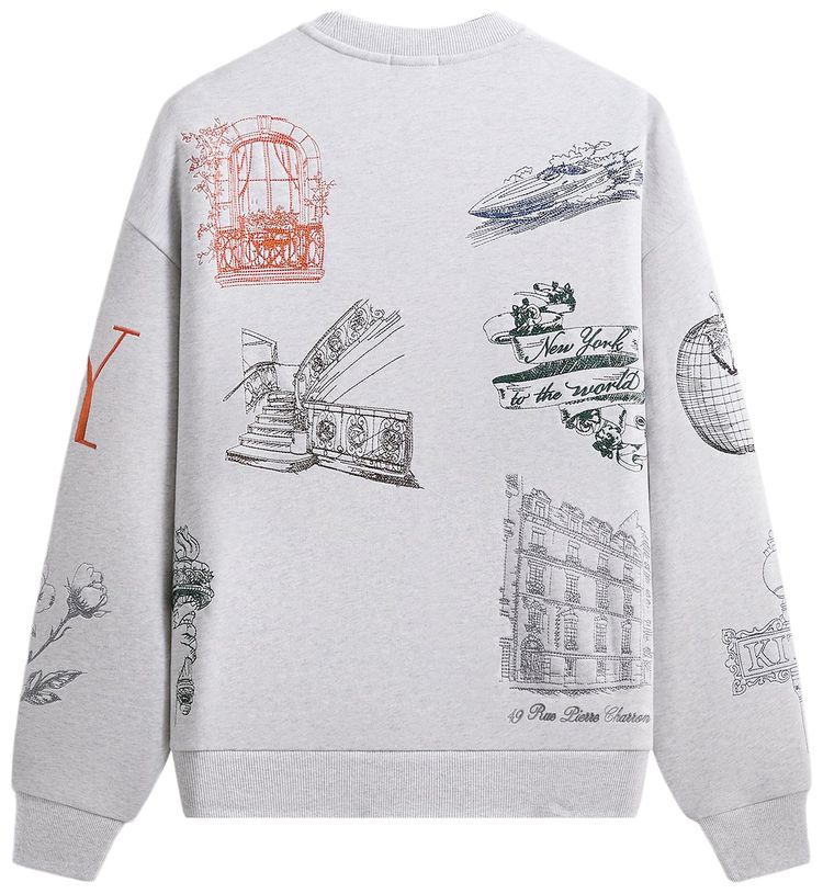 Kith New York To The World Nelson Crewneck Light Heather Grey