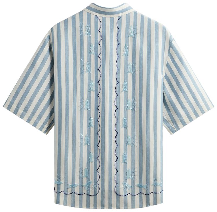 Kith Spun Silk Linen Stripe Paxton Buttondown Light Indigo