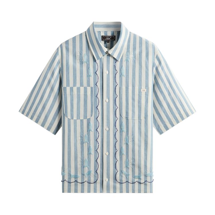 Buy Kith Spun Silk Linen Stripe Paxton Buttondown 'Light Indigo ...