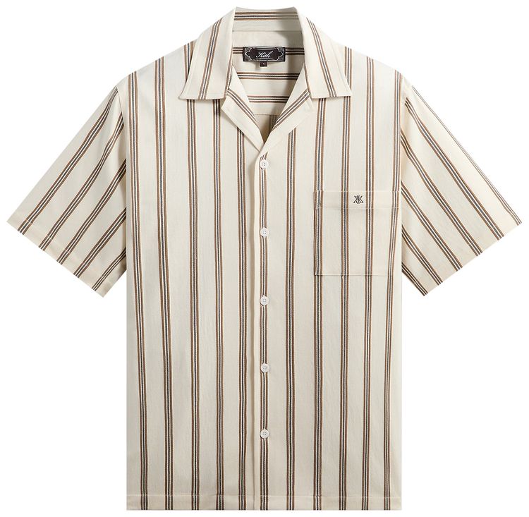 Kith Textured Stripe Thompson Camp Collar Shirt Sandalwood