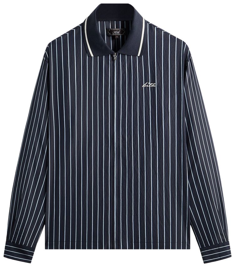 Kith Striped Poplin Long Sleeve Thompson Zip Front Shirt Blend