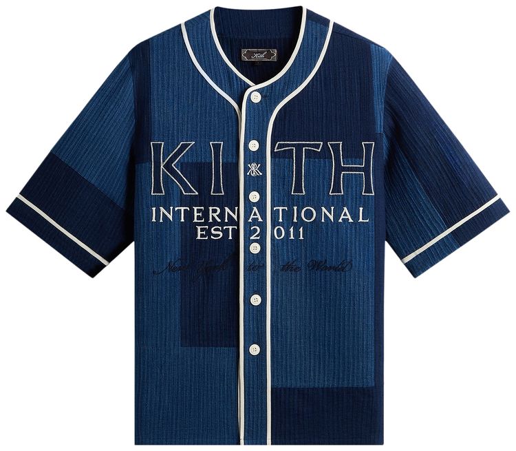 Kith Patchwork Seersucker Short Sleeve Daley Shirt Indigo