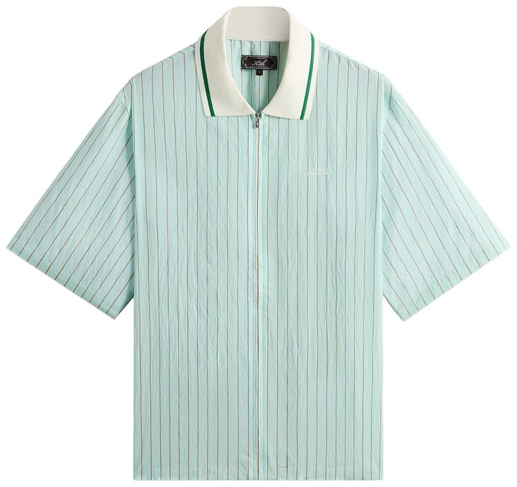 Kith Striped Poplin Thompson Zip Front Shirt Breezeway