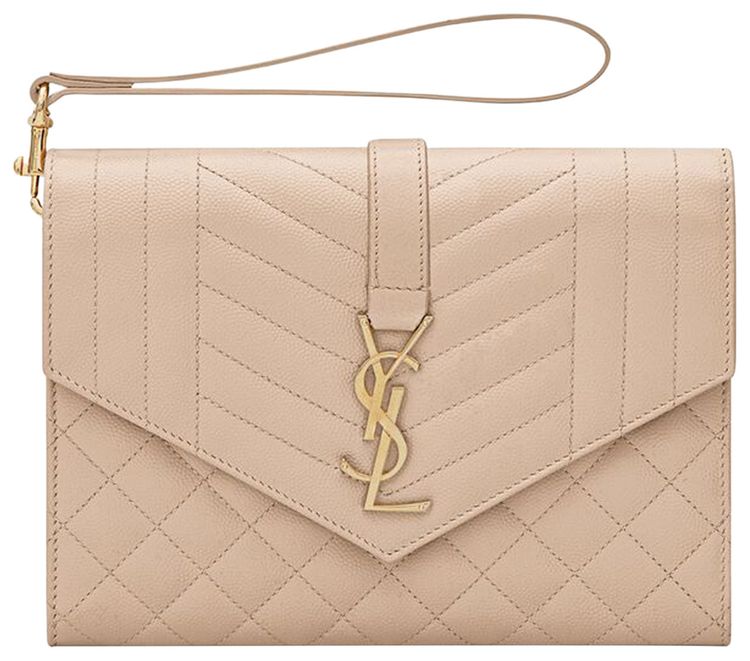 Saint Laurent Envelope Clutch Dark Beige
