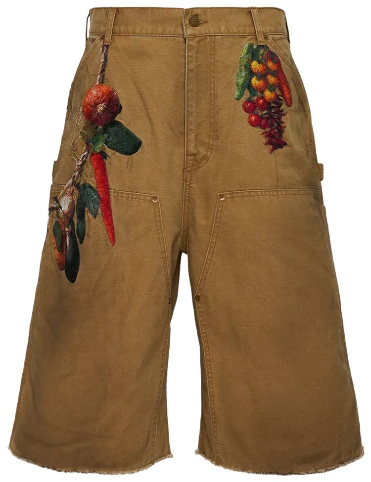 Doublet Vegetable Embroidery Cut Off Pants Beige