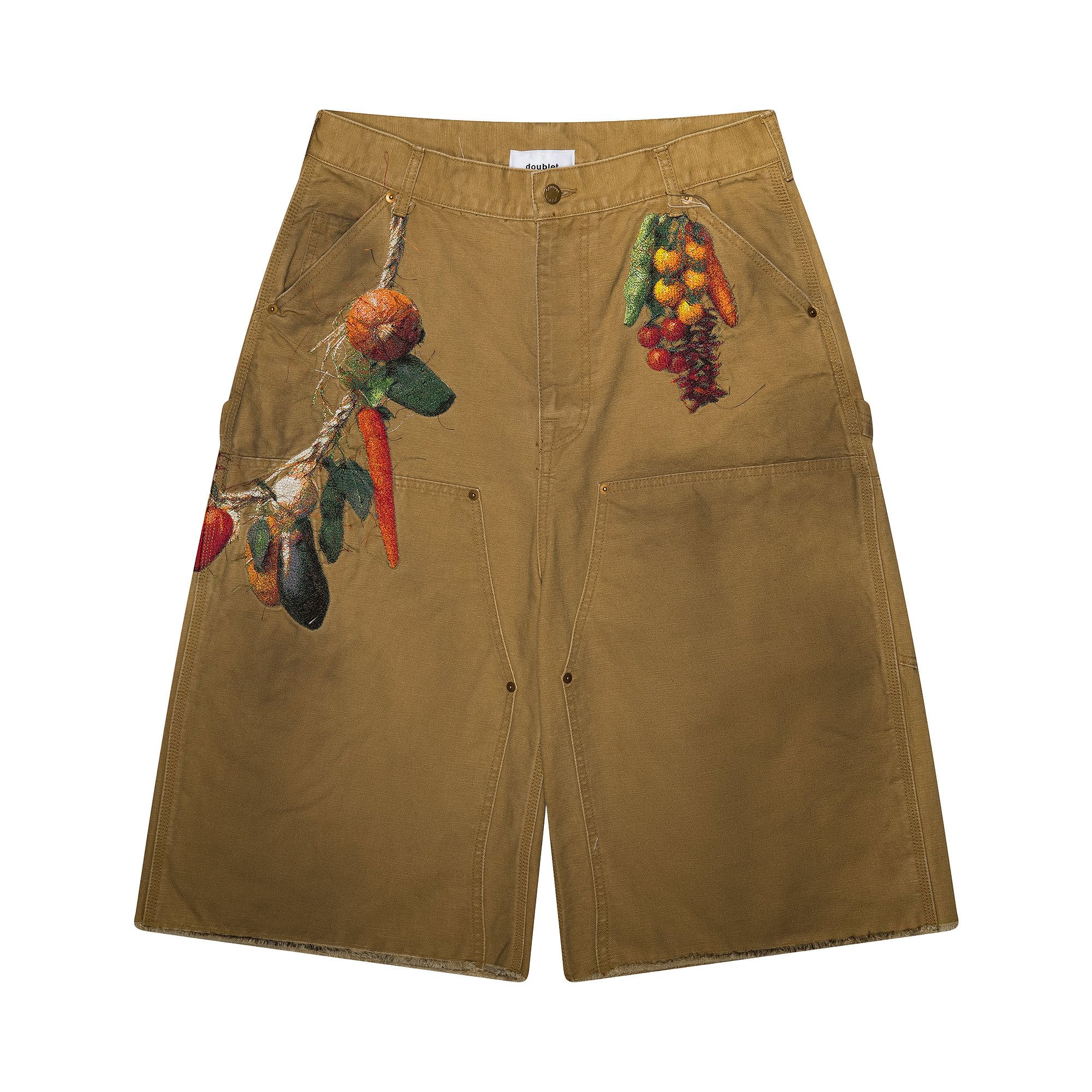 DOUBLET 26ss VEGETABLE EMBROIDERY CUT OFF PANTS サイズS 26SS19PT350 Buy Doublet Vegetable Embroidery Cut Off Pants 'Beige