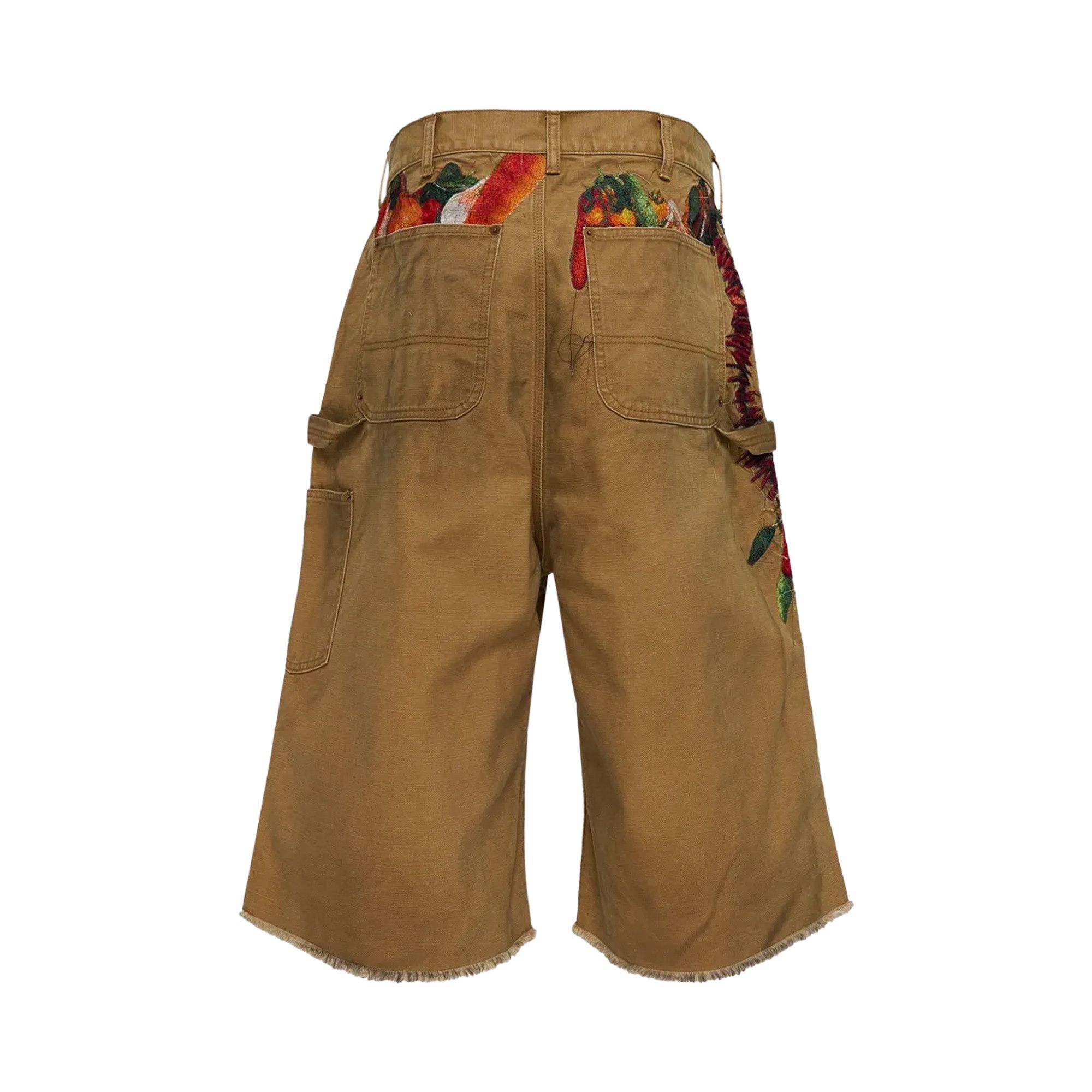 Buy Doublet Vegetable Embroidery Cut Off Pants 'Beige