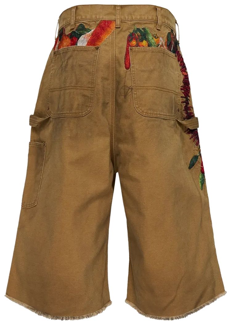 Doublet Vegetable Embroidery Cut Off Pants Beige