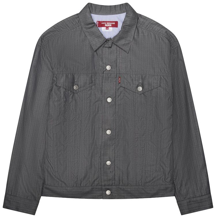 Junya Watanabe MAN x Levis Striped Trucker Jacket Grey