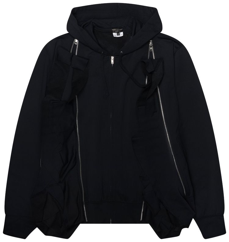 Comme des Garcons Homme Plus Ruffled Zip Up Hoodie Black