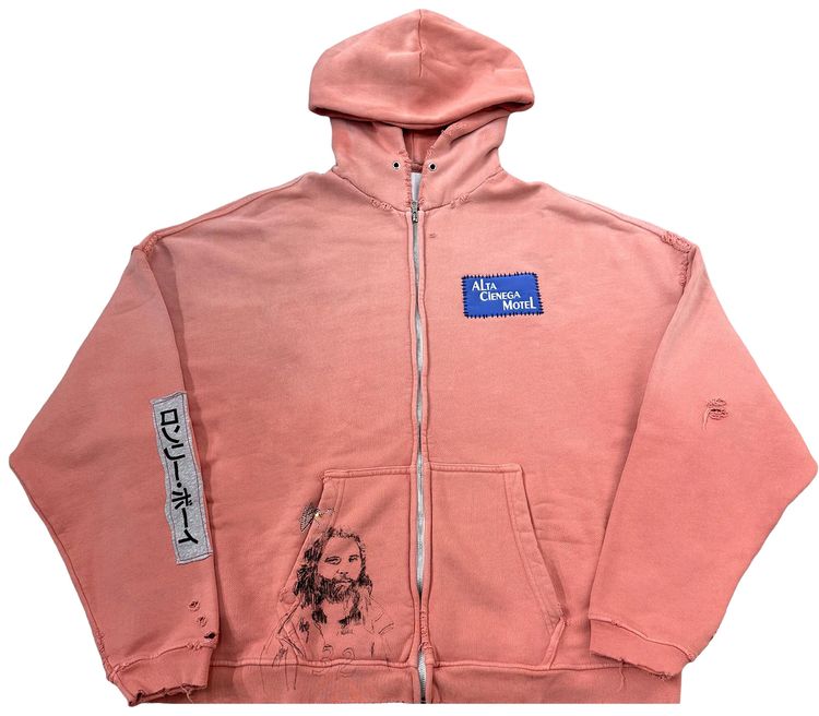 Paly Hollywood Alta Cienega Zip Hooded Sweatshirt Pink