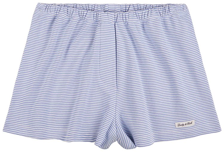 Sporty  Rich Signature Logo House Short Periwinkle StripeBlack